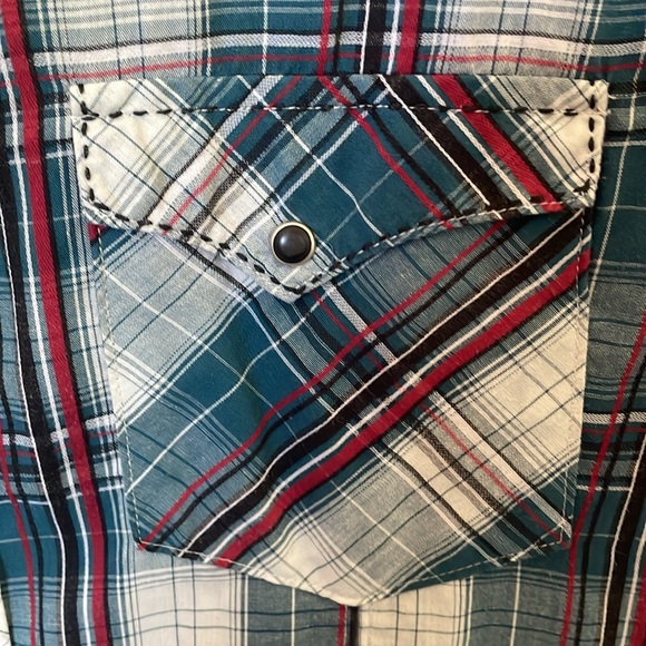 Wrangler Western Dark Blue Pearl Snap Shirt Medium - Picture 3 of 4